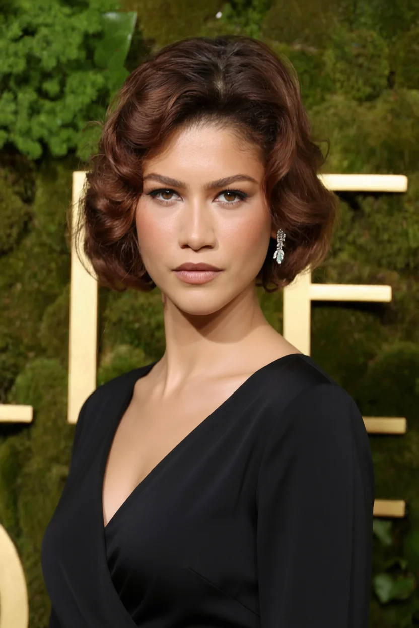 Mujer con corte corto de pelo ondulado estilo retro finger wave