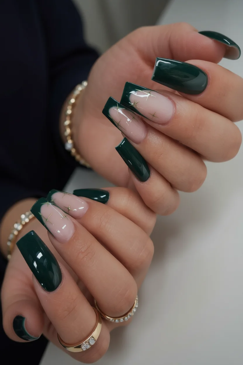20 Tendencias de uñas verde escuro para darle un toque diferente a tu manicura 2