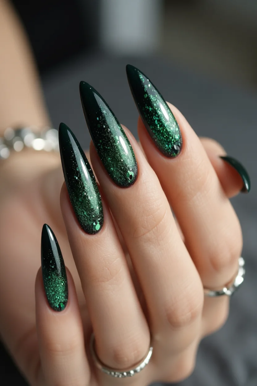 20 Tendencias de uñas verde escuro para darle un toque diferente a tu manicura 1