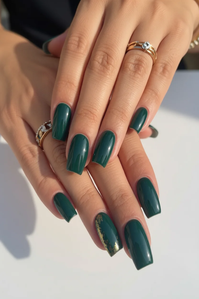 20 Tendencias de uñas verde escuro para darle un toque diferente a tu manicura 6