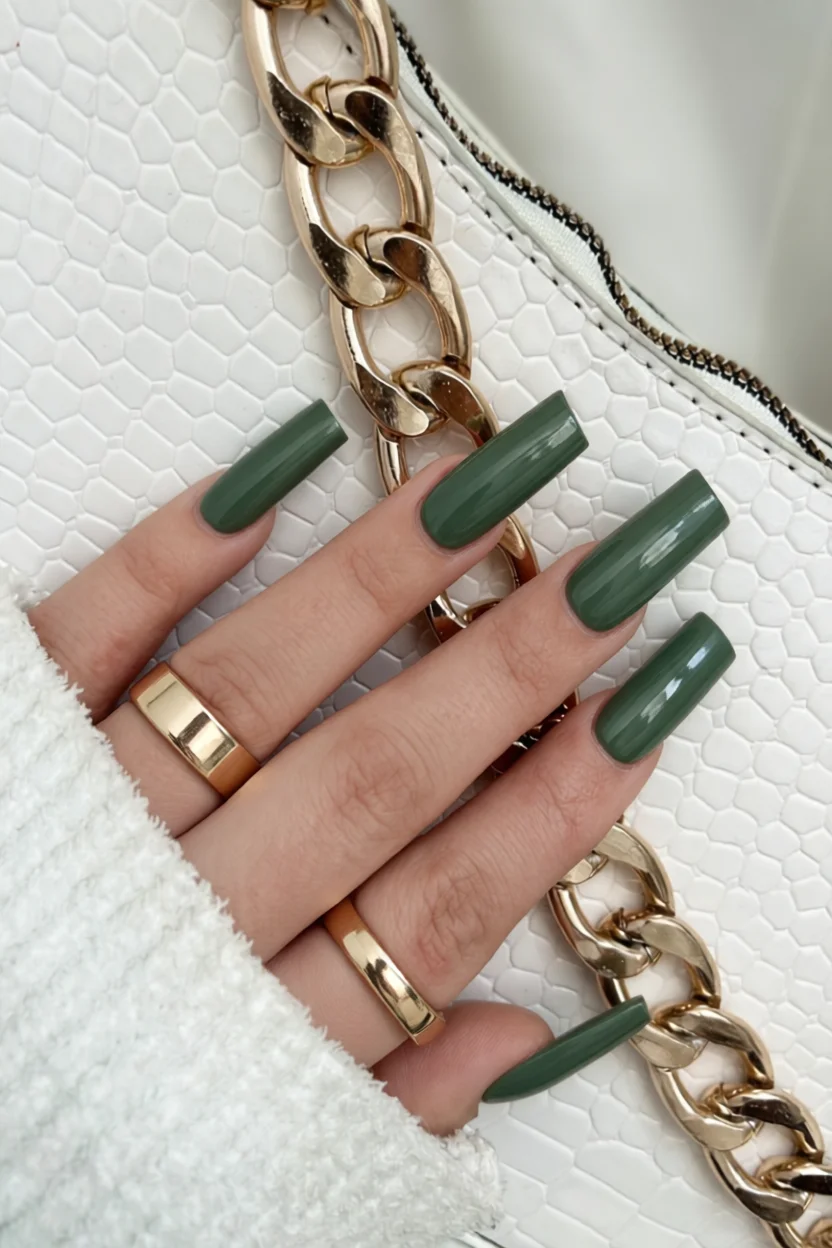20 Tendencias de uñas verde escuro para darle un toque diferente a tu manicura 7