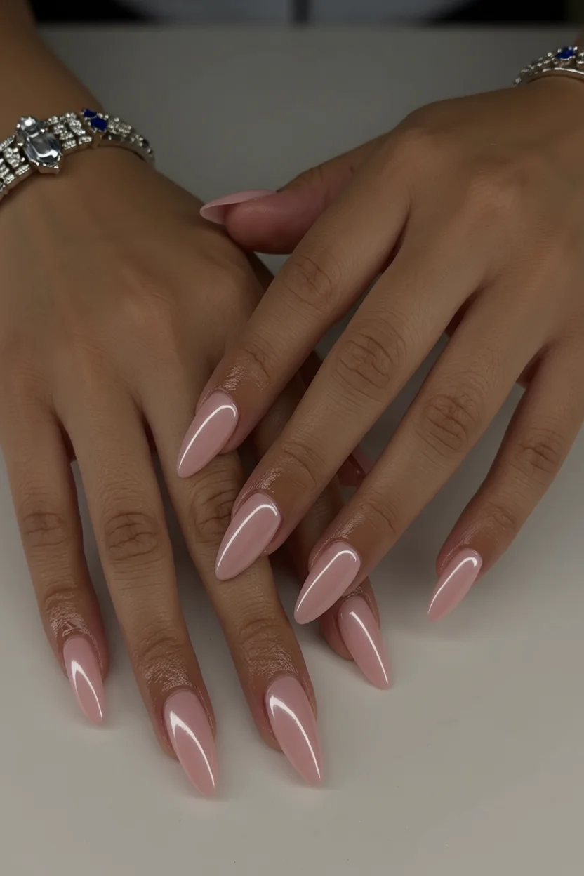 Uu00f1as nude en forma almendrada con acabado brillante y elegante
