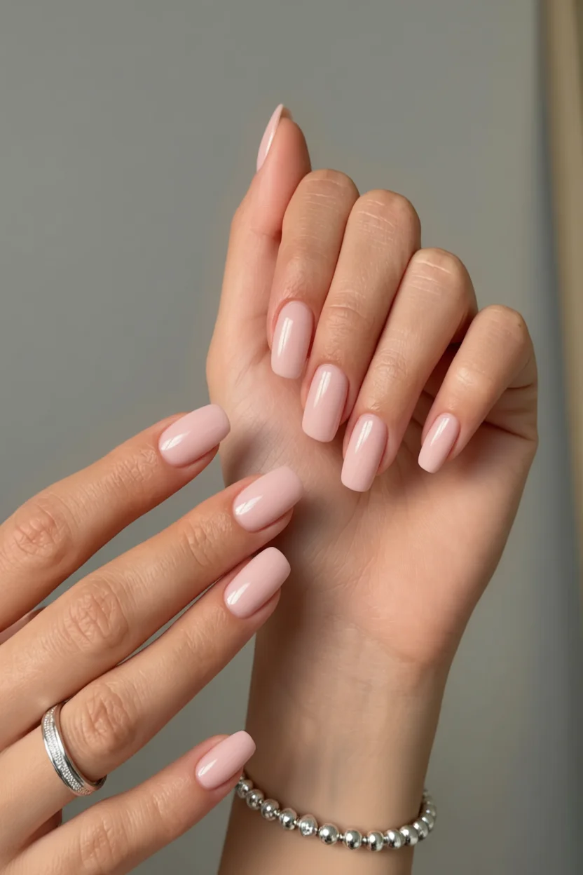 Uu00f1as nude rosadas en forma almendrada con acabado brillante