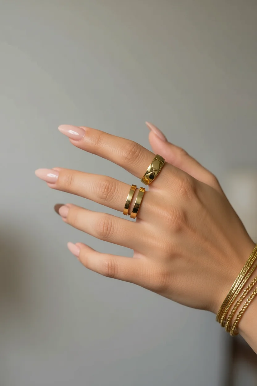 Uu00f1as nude almendradas con brillo sutil y elegancia minimalista