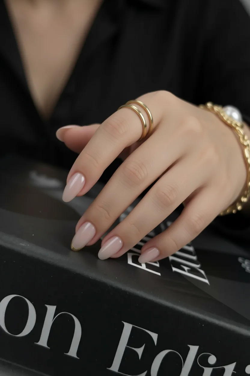 Uu00f1as nude con puntas doradas: el look elegante y romu00e1ntico de temporada