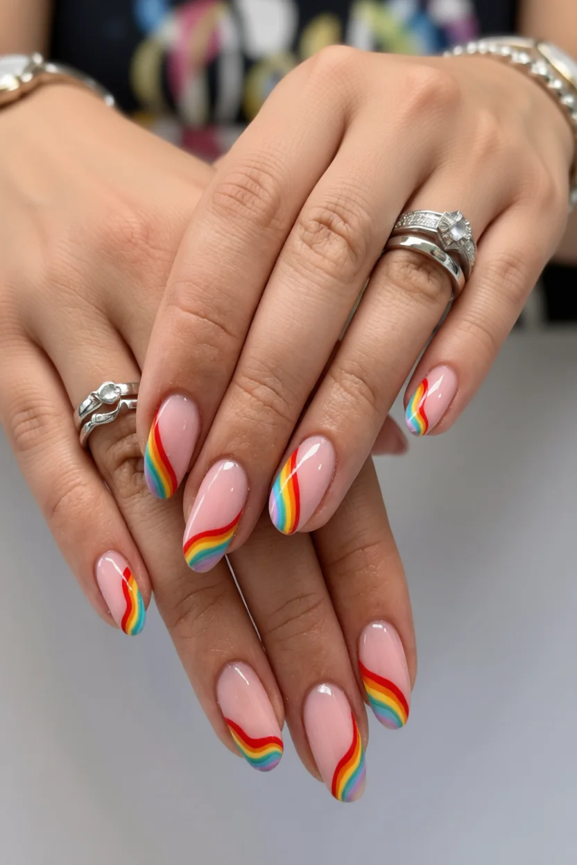 21 diseños de uñas arcoíris que llevan el color al máximo y alegran cualquier manicura 18