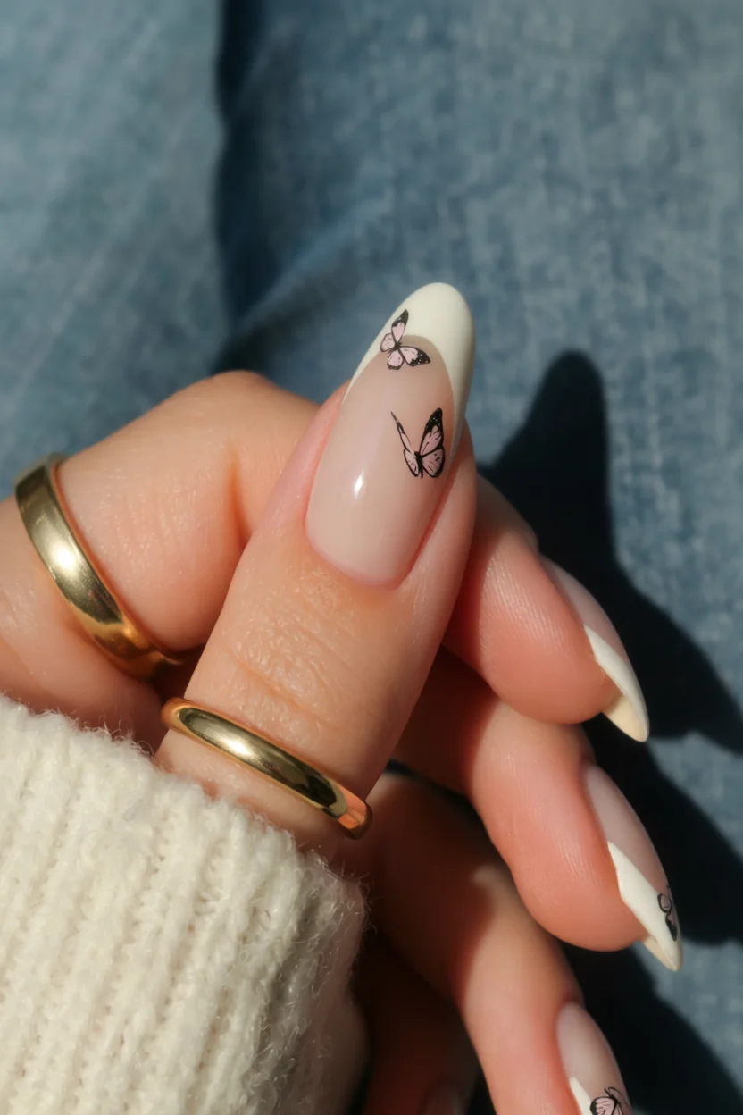 Alas, colores y mucho estilo: 20 diseños de uñas de mariposas que querrás guardar como inspiración 19
