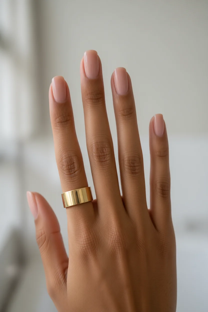 Uu00f1as en tono nude con acabado brillante y elegante para un look sofisticado