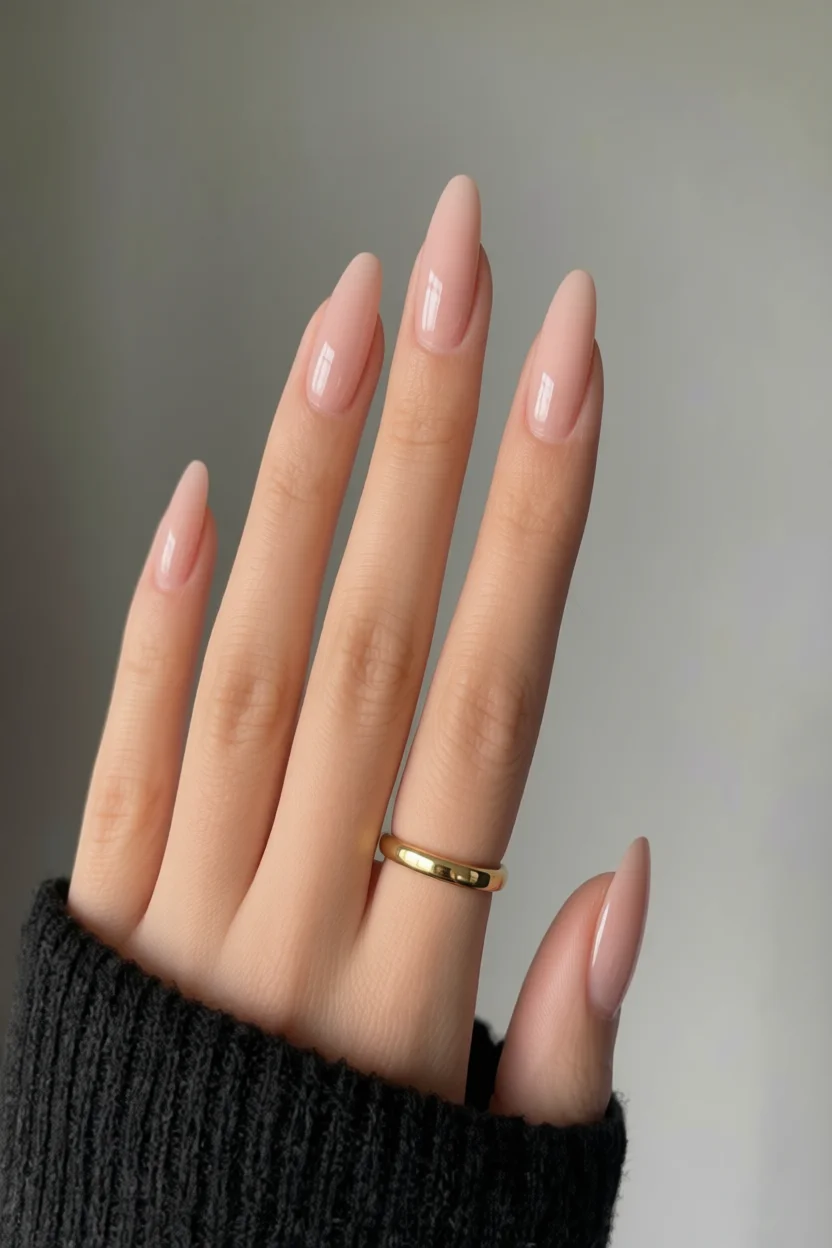 Uu00f1as almendradas nude brillante, elegancia minimalista